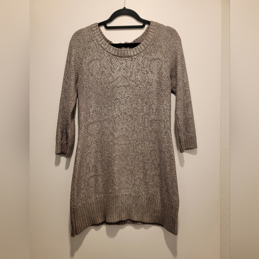 INC Sweater/Tunic Silver & Gold- Holiday Shimmer. Like New. Sz MED.